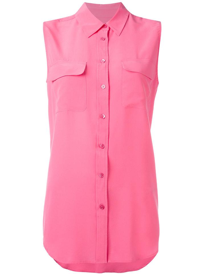 Equipment Sleeveless Plain Shirt, Women's, Size: Medium, Pink/purple, Silk