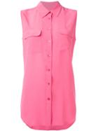Equipment Sleeveless Plain Shirt, Women's, Size: Medium, Pink/purple, Silk