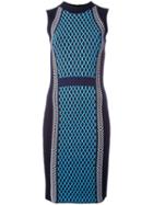 Versace Runway Knit Sport Dress, Women's, Size: 40, Blue, Wool/viscose/polyester