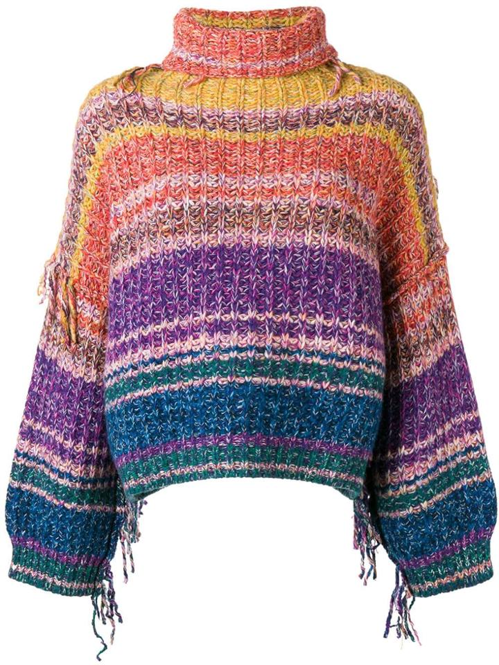 Maison Flaneur Colour Block Sweater - Pink & Purple