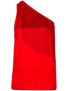 Stella Mccartney - Fringed One-shoulder Top - Women - Acetate/viscose - 40, Red, Acetate/viscose