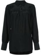Frame Denim Front Placket Gathered Blouse - Black