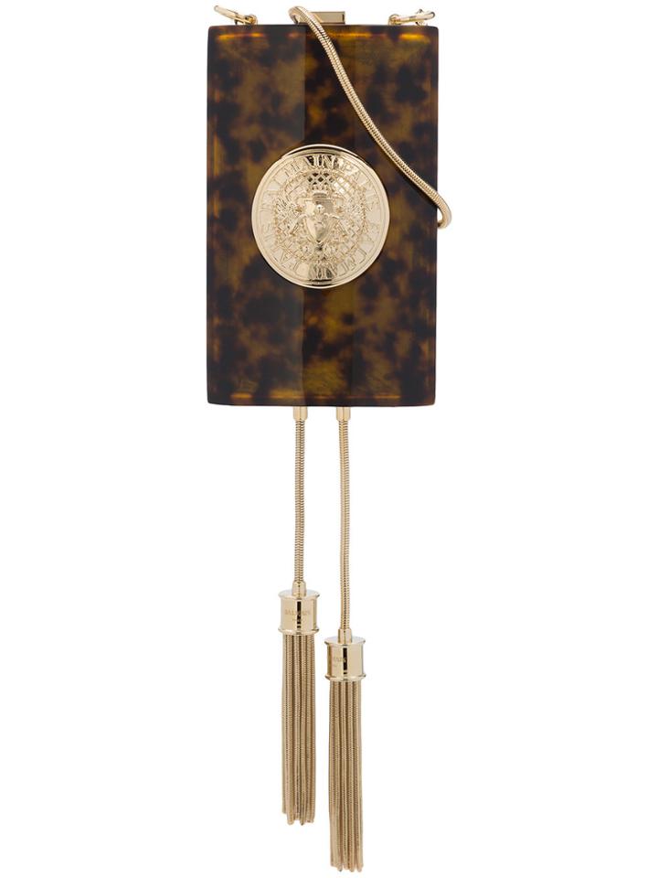 Balmain Minaudière Marble Clutch Bag - Brown