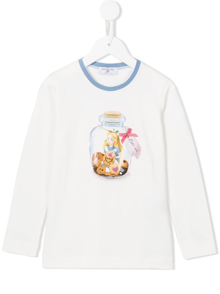 Monnalisa Alice In Wonderland Print Top, Girl's, Size: 7 Yrs, White