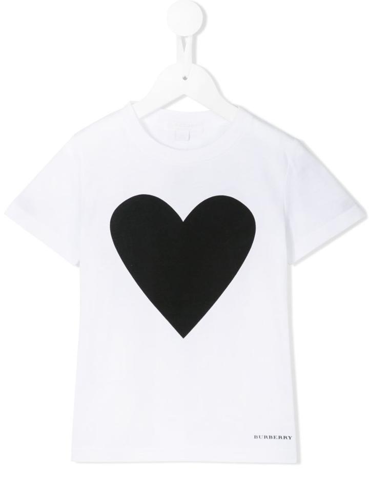 Burberry Kids Heart Print T-shirt, Girl's, Size: 7 Yrs, White