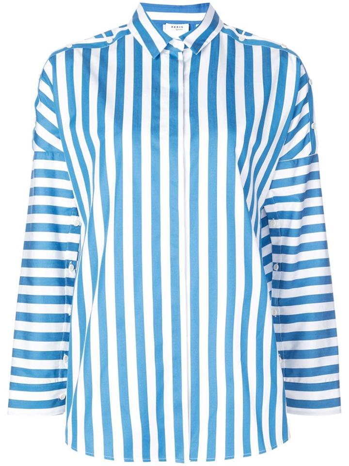 Akris Punto Button Detailed Striped Blouse - Blue