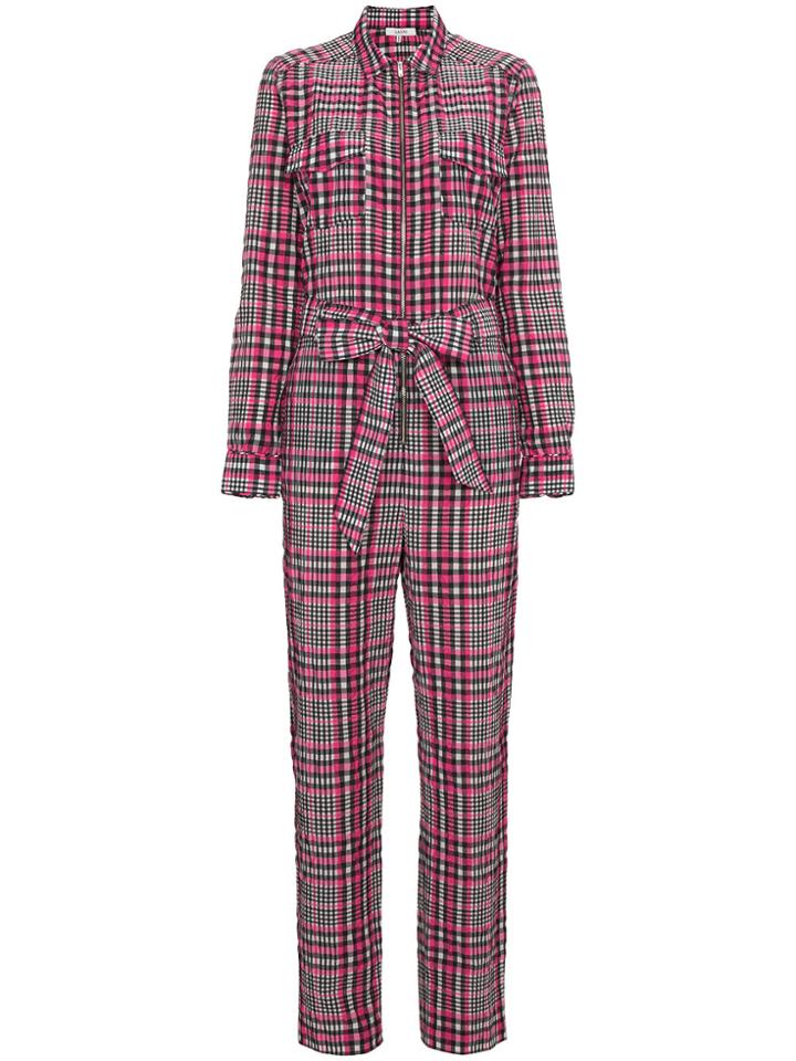 Ganni Charron Checked Jumpsuit - Pink & Purple