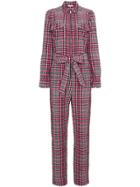 Ganni Charron Checked Jumpsuit - Pink & Purple