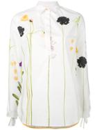 Paul Smith Floral Embroidered Shirt, Women's, Size: 44, White, Silk/cotton/polyamide/cupro