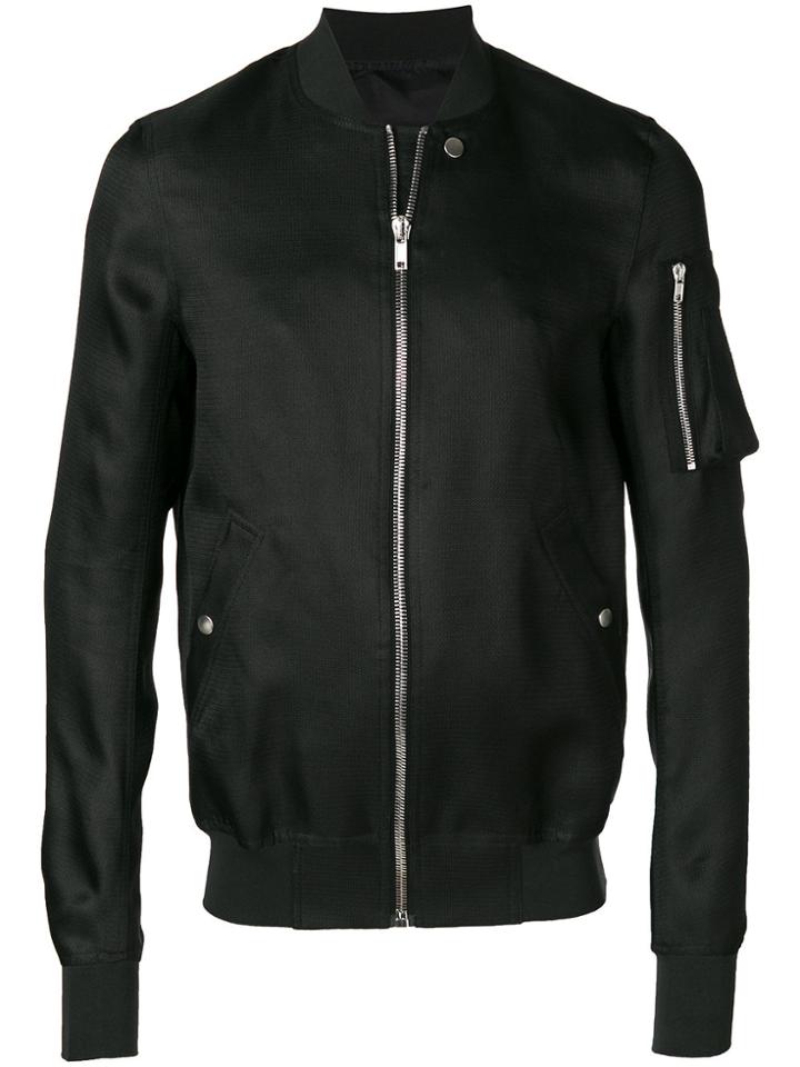 Rick Owens Slim Fit Bomber Jacket - Black