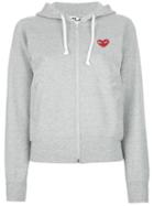 Comme Des Garçons Play Embroidered Heart Hoodie, Women's, Size: Small, Grey, Cotton