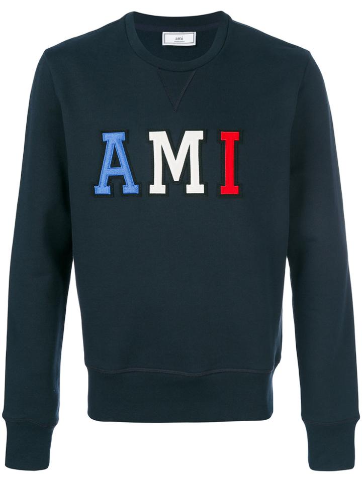 Ami Alexandre Mattiussi Sweatshirt Patched Ami Letters - Blue