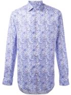 Etro Allover Print Shirt, Men's, Size: 43, Pink/purple, Cotton/spandex/elastane