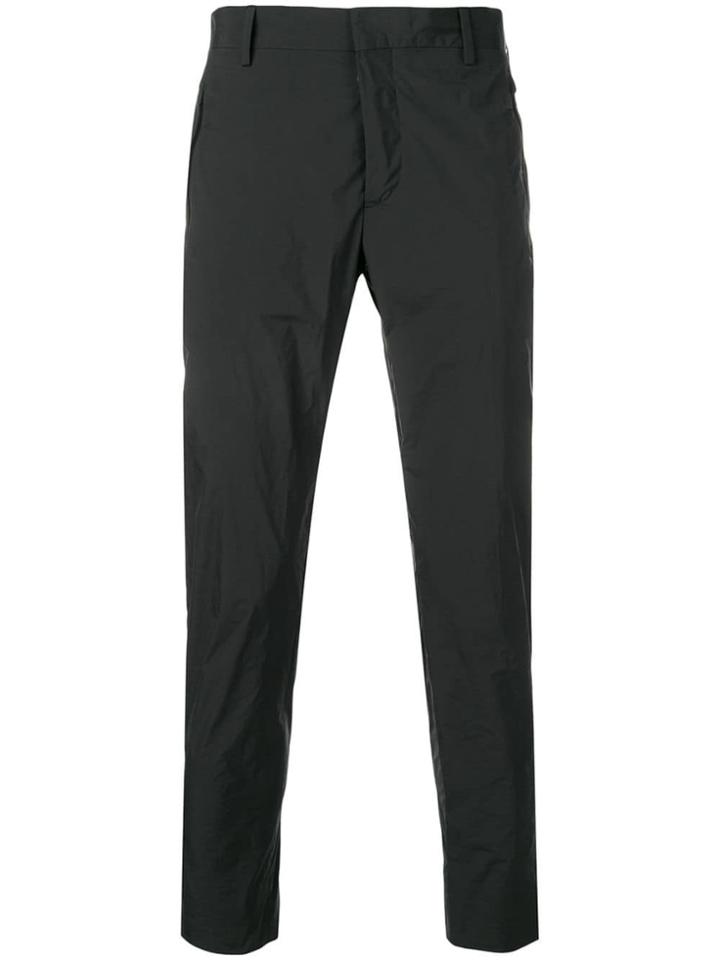 Prada Crinkle-effect Tailored Trousers - Black