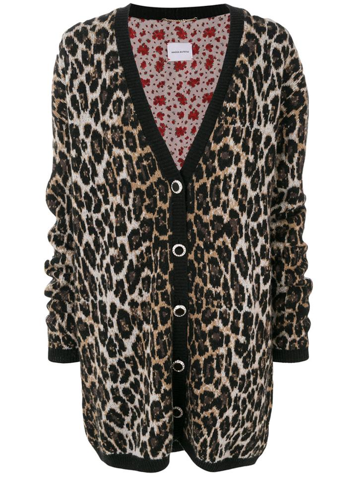 Magda Butrym Oversized Leopard Print Cardigan - Black