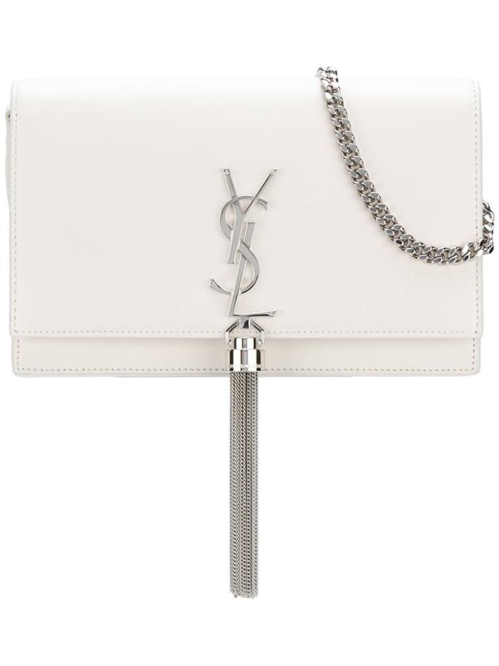 Saint Laurent Kate Tassel Wallet - White