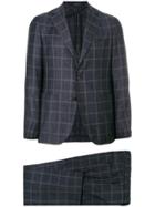 Tagliatore Checked Slim Fit Suit - Blue