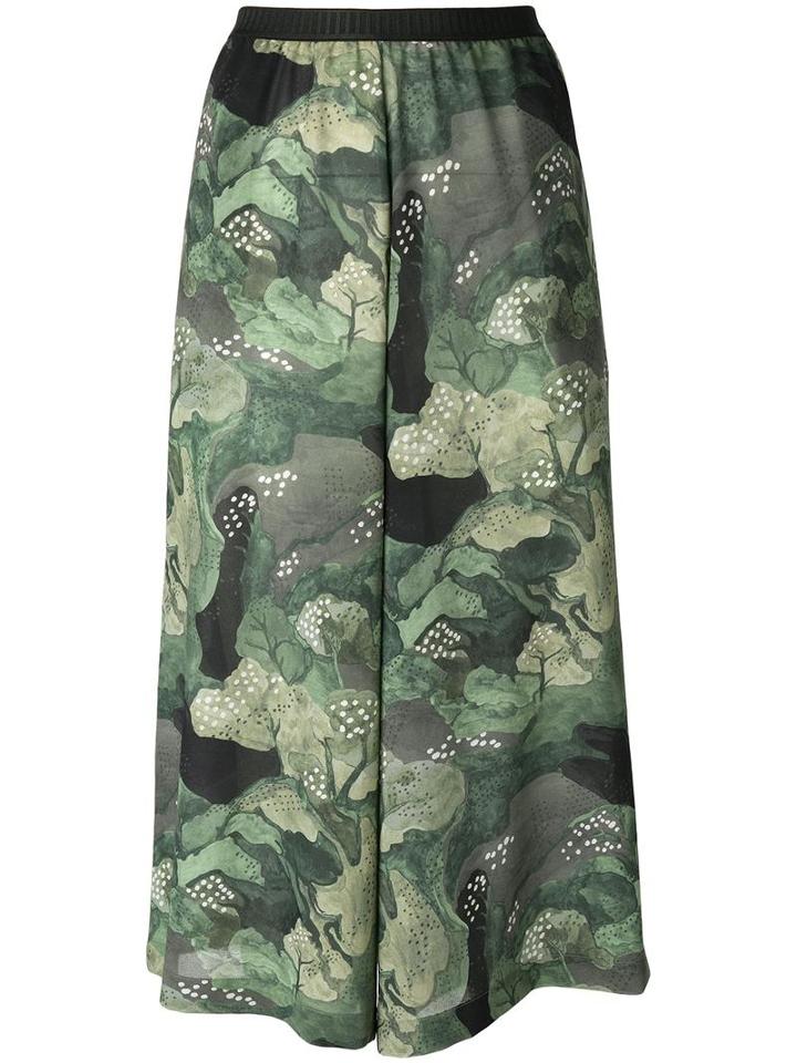 Antonio Marras Tree Print Cropped Trousers, Women's, Size: 1, Green, Polyester/viscose