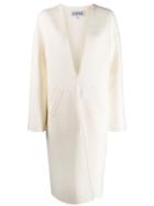 Loewe Collarless Mid-length Coat - White