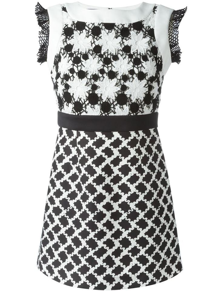 Emanuel Ungaro Floral Crochet Top Dress, Women's, Size: 46, Black, Cotton/acetate/rayon