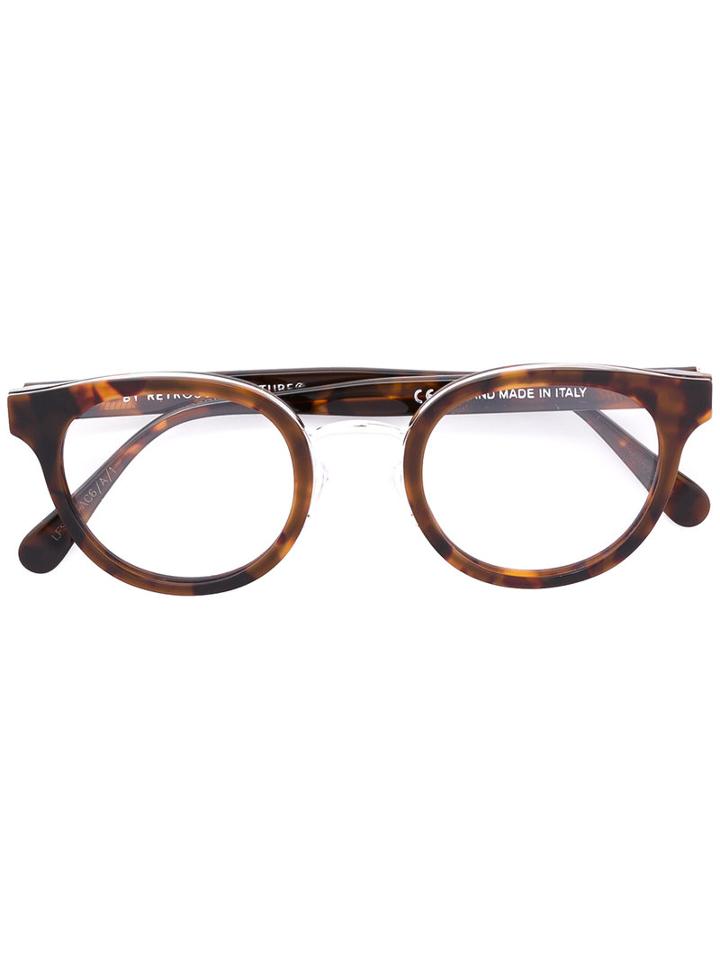 Retrosuperfuture - Round Frame Glasses - Unisex - Acetate/metal - 48, Brown, Acetate/metal