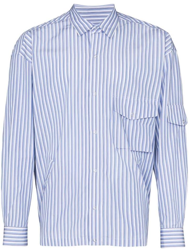 Martine Rose Striped Multi-pocket Shirt - Blue