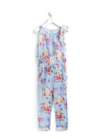 Miss Blumarine Floral Print Jumpsuit, Girl's, Size: 8 Yrs, Blue