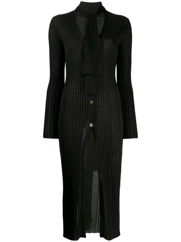 Just Cavalli Ribbed Button-up Cardigan - Black