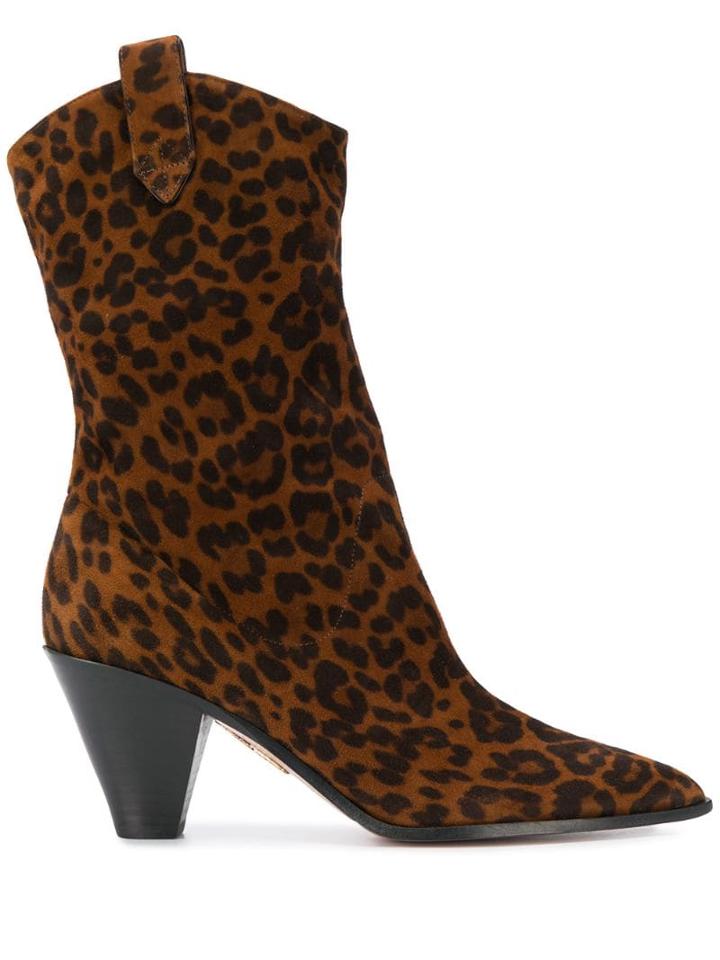 Aquazzura Animal Print Western-inspired Boots - Brown