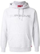 Supreme Embroidered Logo Hooded Sweatshirt - Grey