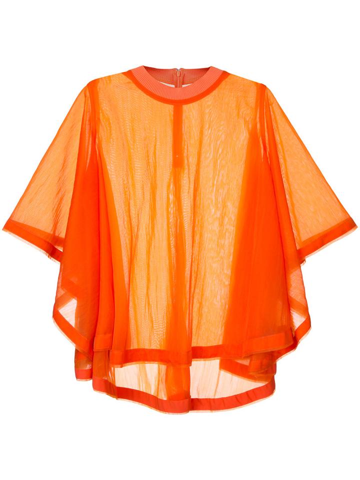 G.v.g.v. - Sheer Jersey Flared Top - Women - Nylon - 34, Women's, Yellow/orange, Nylon