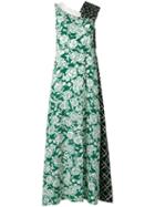 Msgm Floral Print Dress, Women's, Size: 42, Green, Silk/polyester