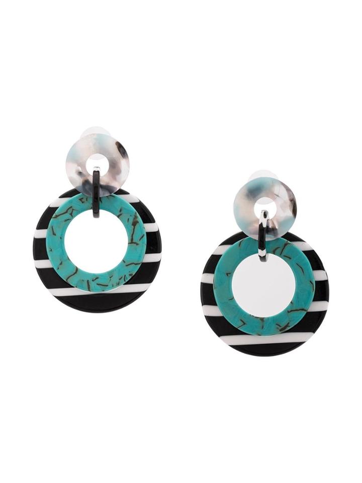Lele Sadoughi Double Ring Hoop Earrings - Black