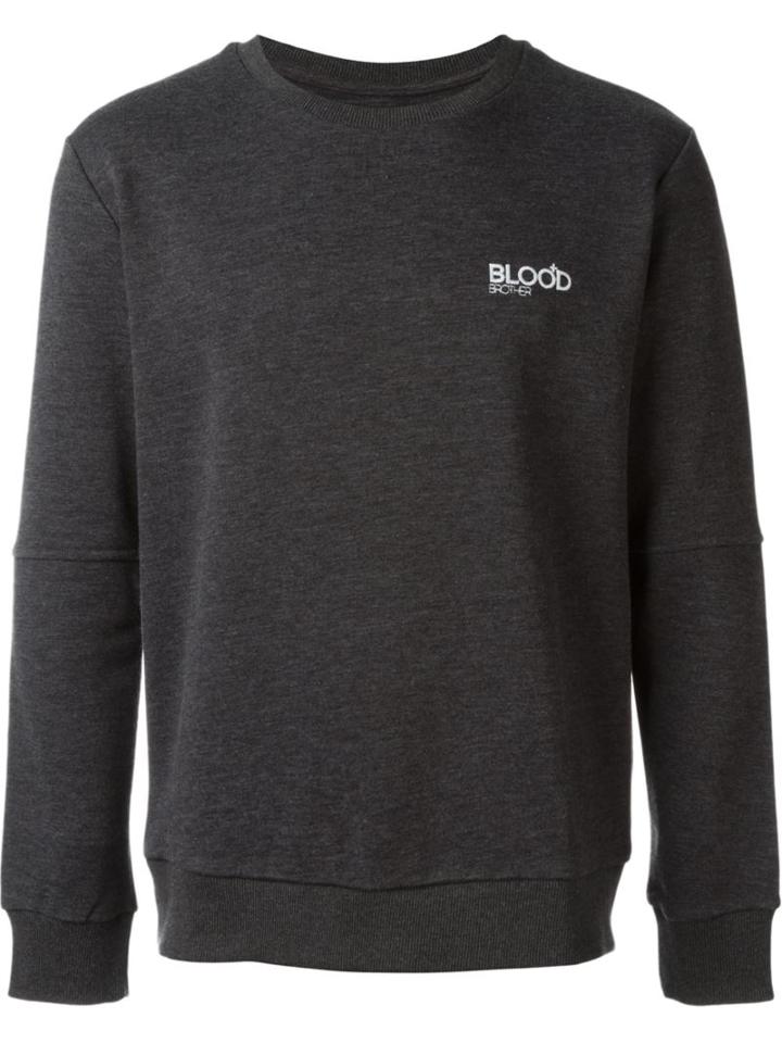 Blood Brother Embroidered Logo Sweatshirt, Men's, Size: Large, Grey, Cotton/polyester