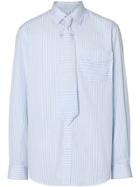 Burberry Striped Cotton Shirt And Tie Twinset - Blue