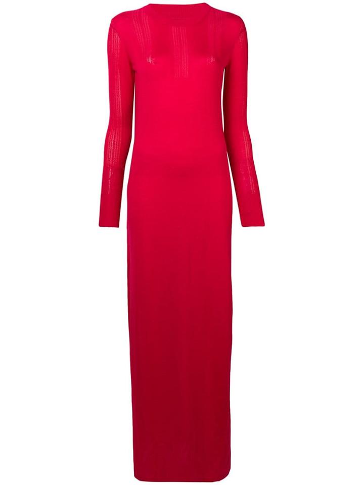 Barrie Long Knitted Slit Dress - Red