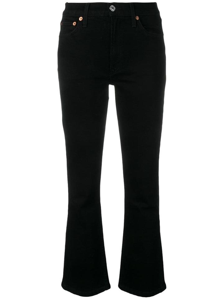Re/done Mid Rise Kick Flare Jeans - Black