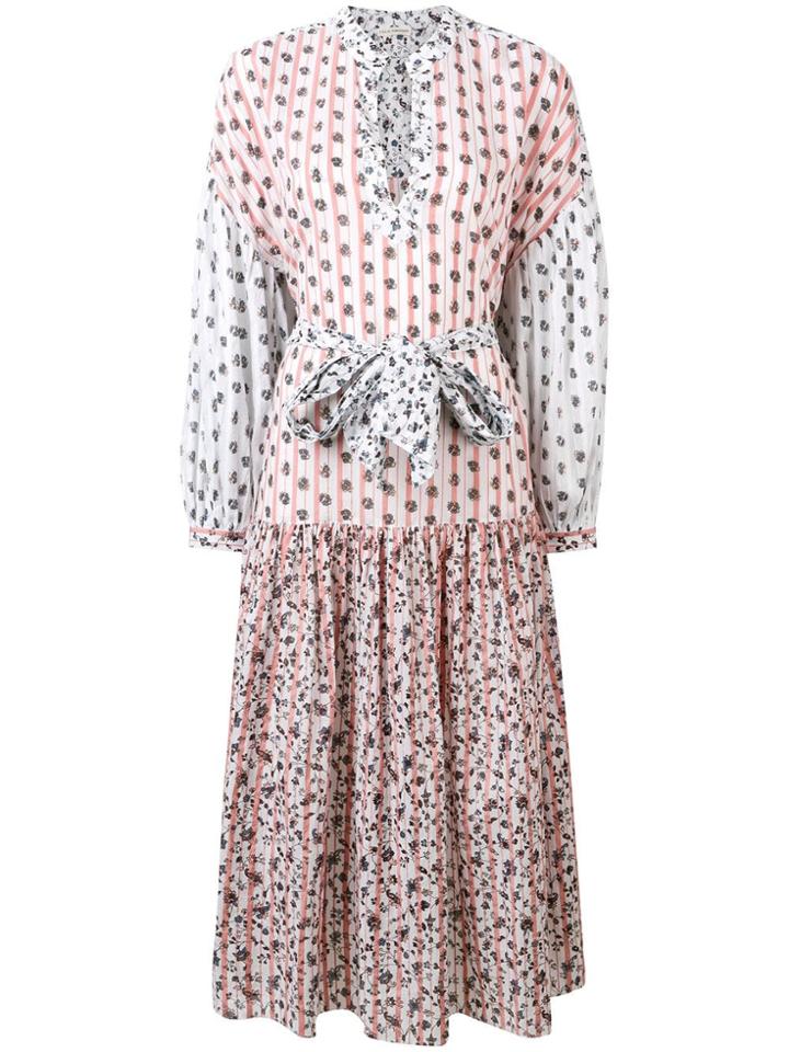 Ulla Johnson Pattern Tie Waist Dress - White