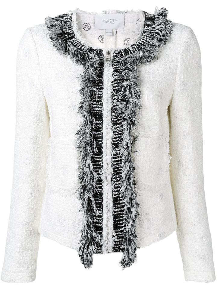 Giambattista Valli Frayed Tweed Jacket - White