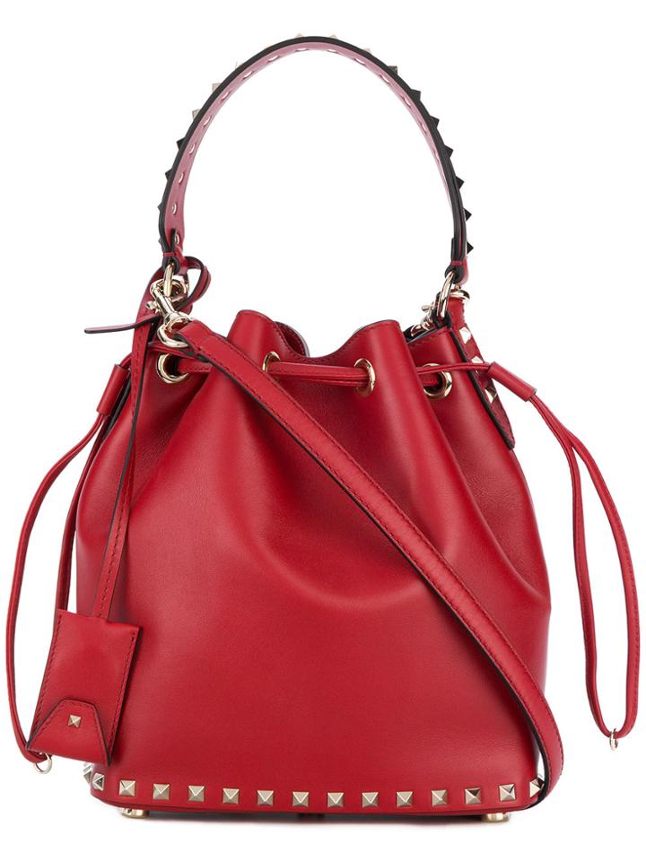 Valentino Valentino Garavani Rockstud Bucket Tote - Red