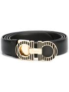 Salvatore Ferragamo Gancio Buckle Belt, Women's, Size: 100, Black, Calf Leather