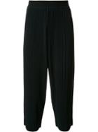 Issey Miyake Pleated Cropped Trousers, Men's, Size: 2, Blue, Polyester