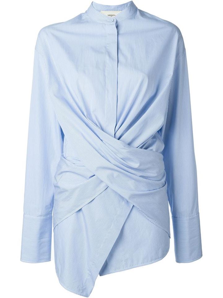 Ports 1961 Wrap-around Striped Shirt, Women's, Size: 40, Blue, Cotton