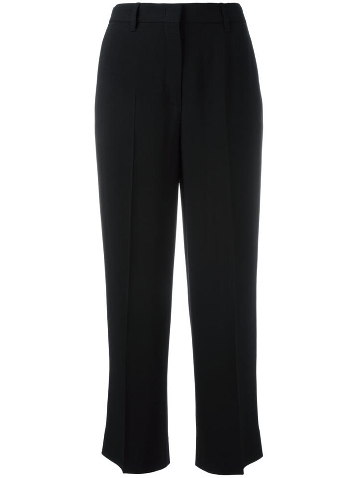 Prada Cropped Trousers, Women's, Size: 44, Black, Acetate/cupro/viscose
