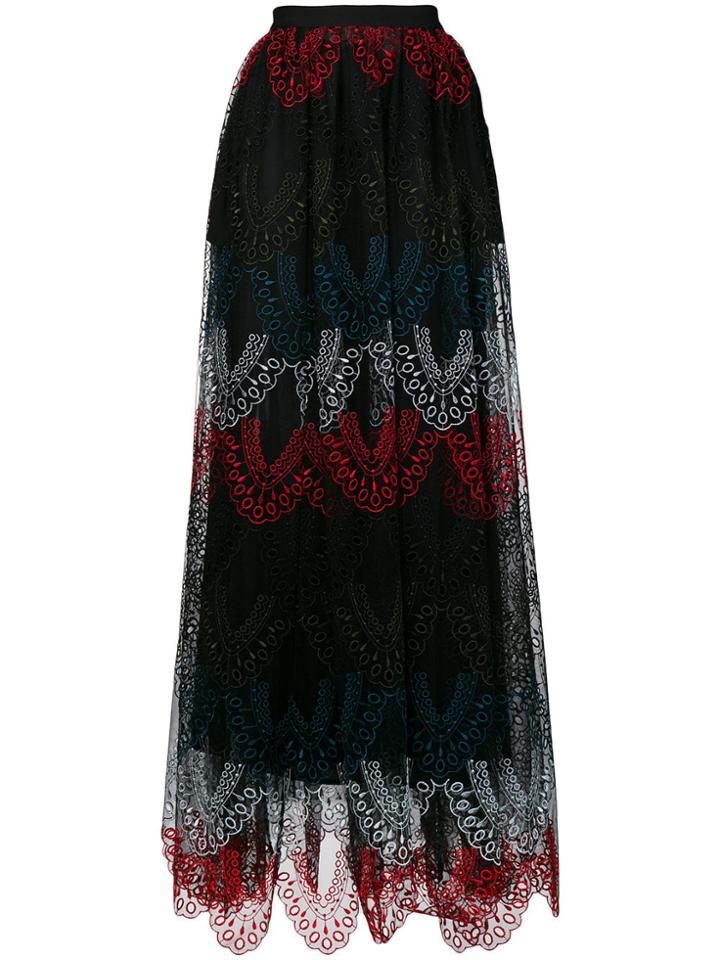 Elie Saab Colour-block Lace Maxi Skirt - Black