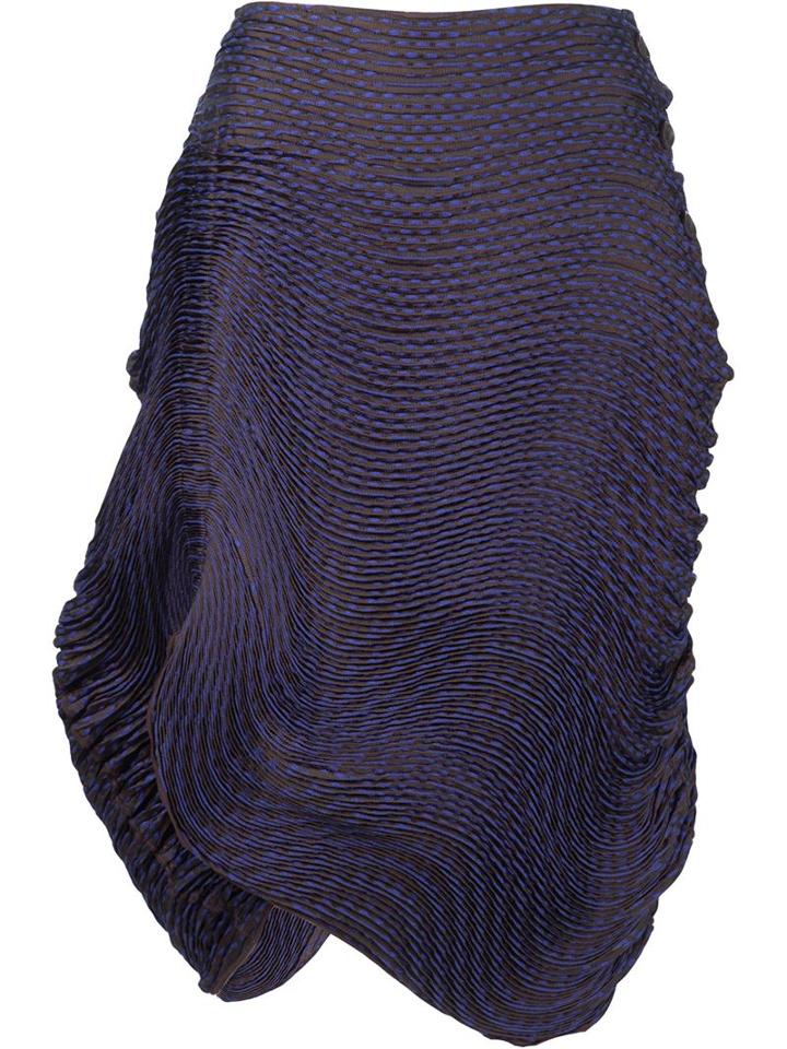 Issey Miyake Pleated Asymmetric Skirt, Women's, Size: 2, Pink/purple, Polyester