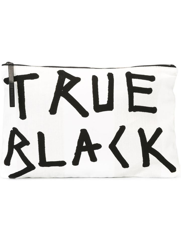 Ann Demeulemeester 'true Black' Flat Clutch Bag - White