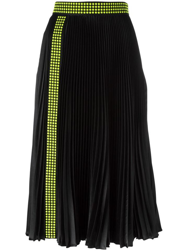 Christopher Kane Studded Pleated Midi Skirt, Women's, Size: 44, Black, Polyester/aluminium