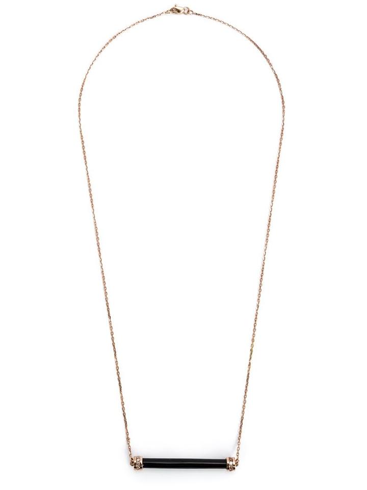 Kristin Hanson Onyx And Diamond Bar Necklace, Women's, Black, Onyx/diamond/18kt Rose Gold
