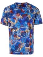 Z Zegna - Leaf Print T-shirt - Men - Cotton - Xl, Blue, Cotton